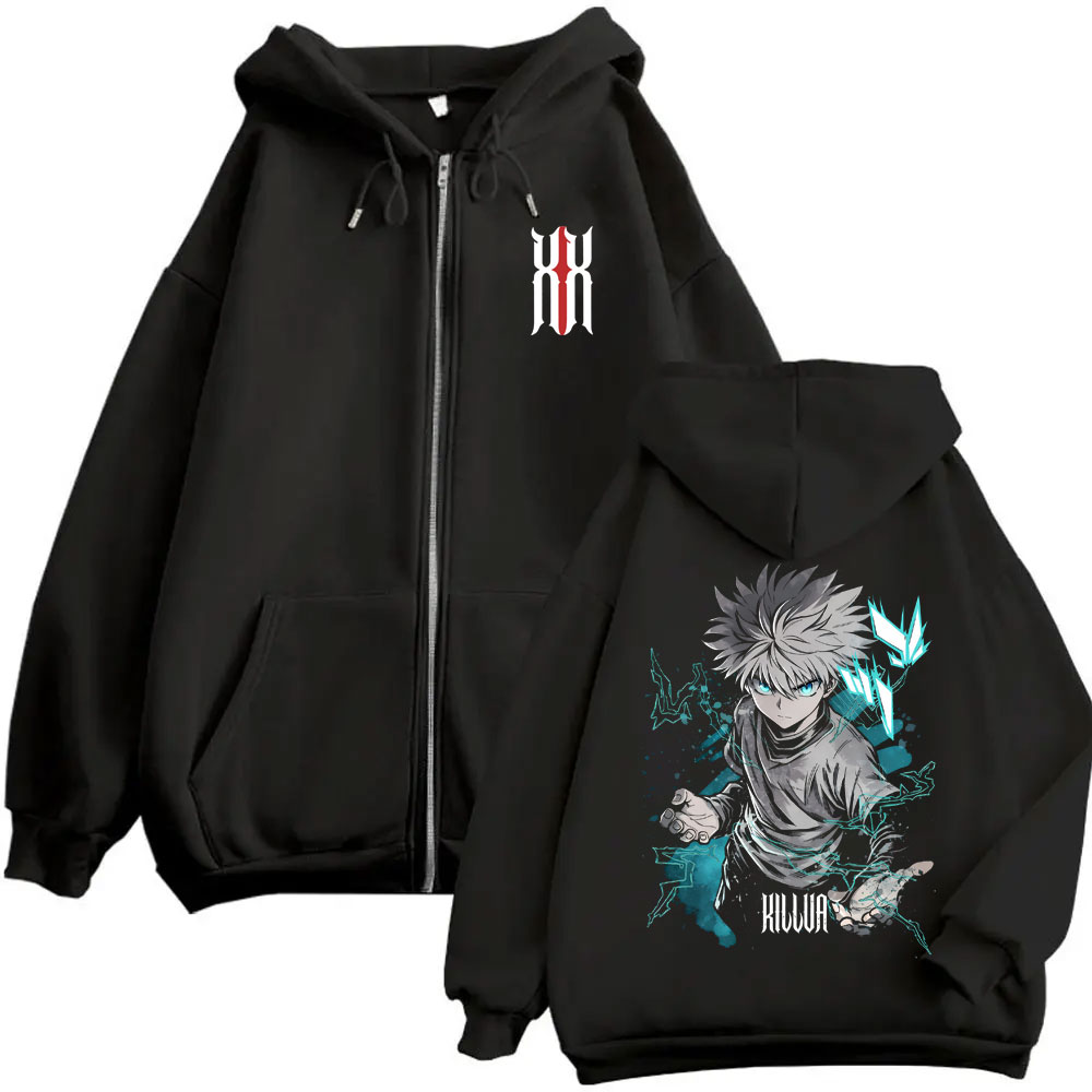 Cosplay Anime Killua Zoldyck - Felpa con Cappuccio e Zip Hunter
