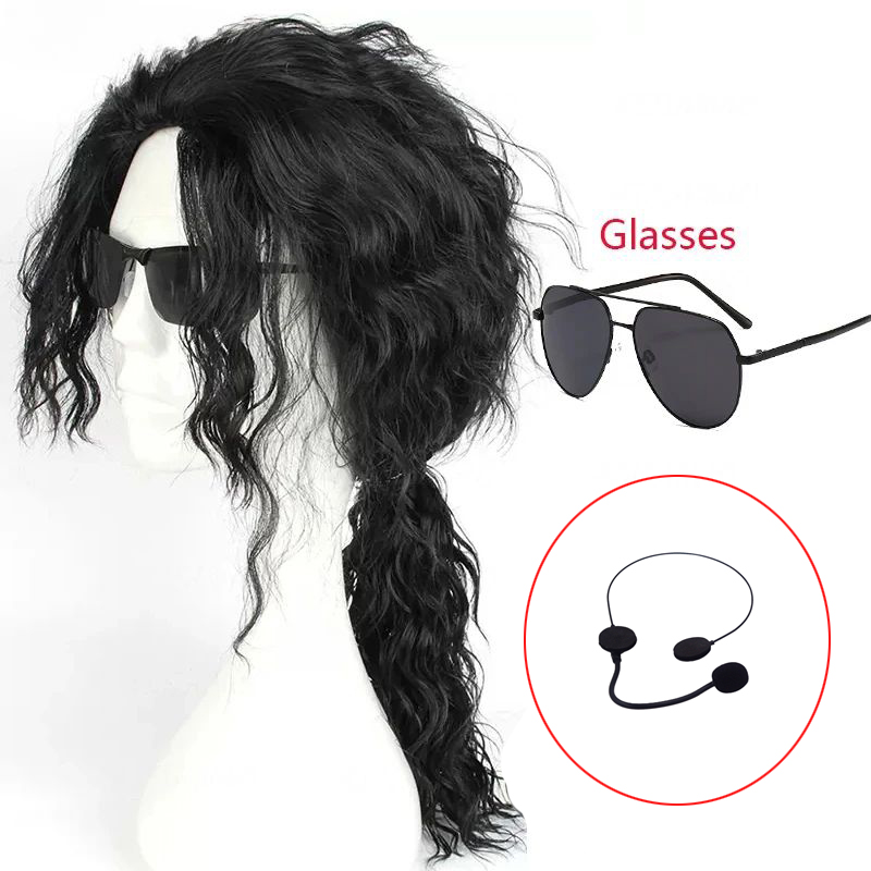 Anime Cosplay Long Black Hair - Parrucca Nera MJ Michael per Cosplay,