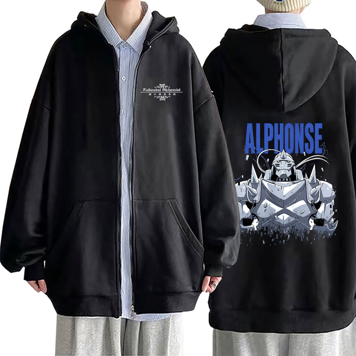 Fullmetal Alchemist Coat - Felpa con Cappuccio e Zip Anime