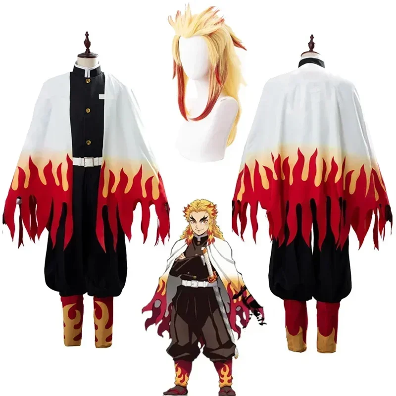 Anime Cosplay Demon Slayer - Rengoku Kyoujurou Parrucche Fantasia Abiti Anime