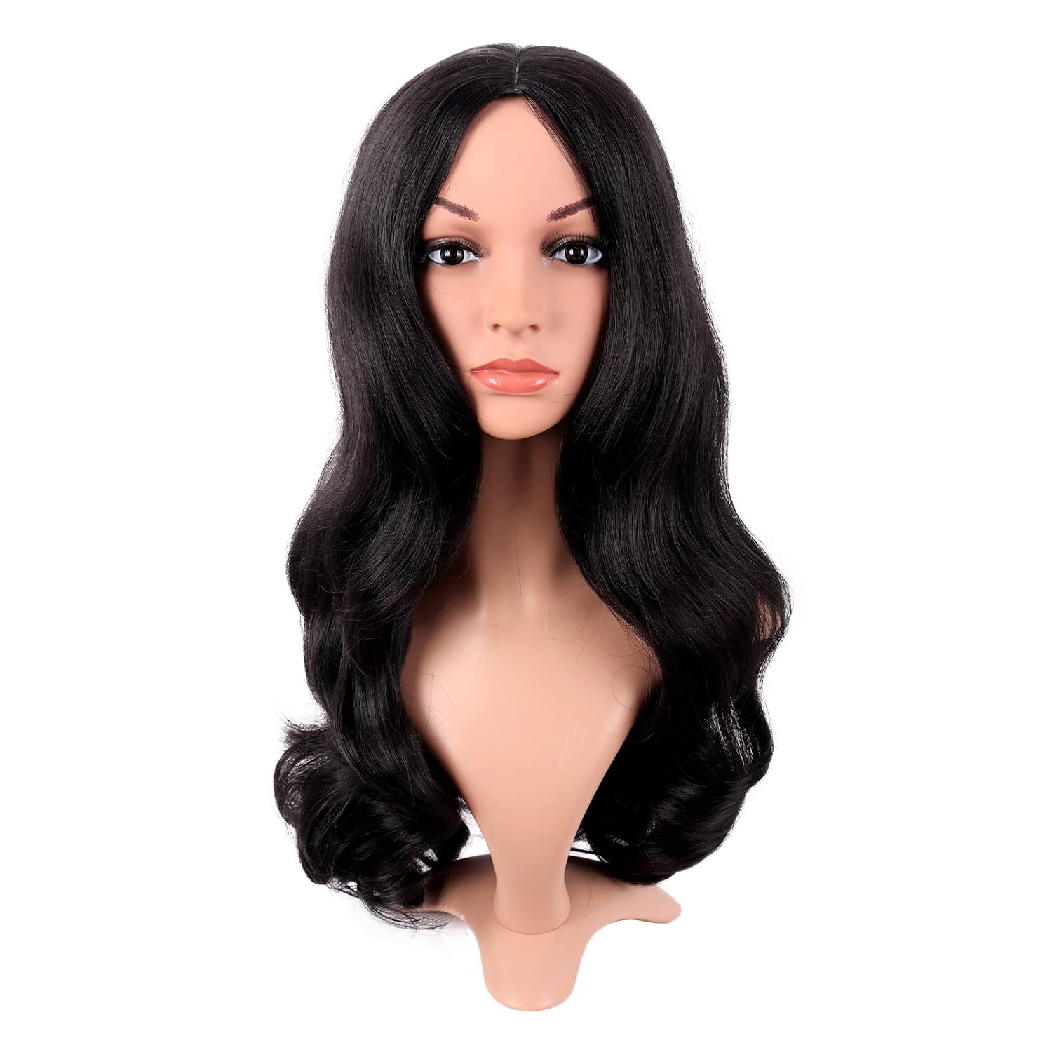 Anime Cosplay Long Black Hair - Parrucca Lunga Ricciuta con Parte Centrale