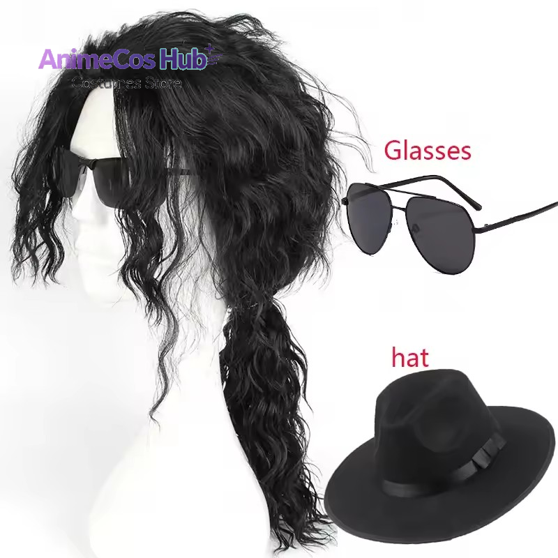 Anime Cosplay Long Black Hair - Parrucca Nera per Cosplay di Michael