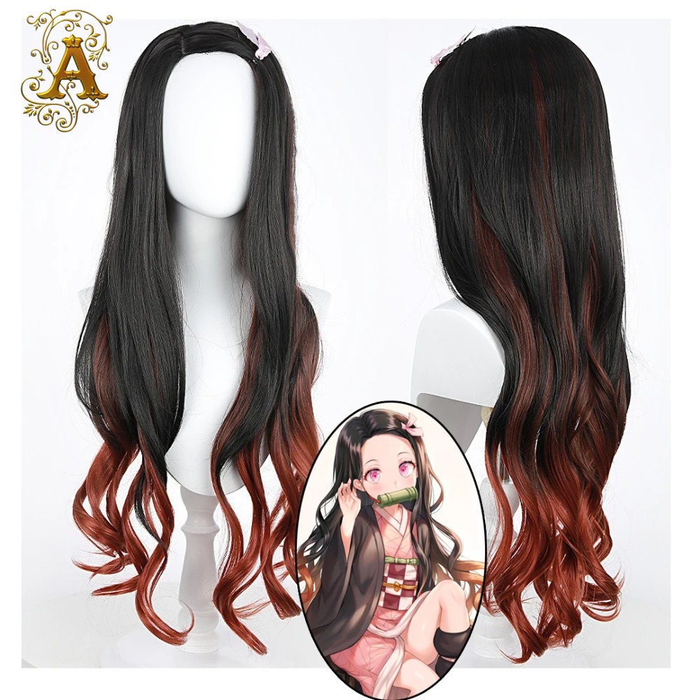 Anime Cosplay Long Black Hair - Parrucca Cosplay Anime Nezuko con Capelli