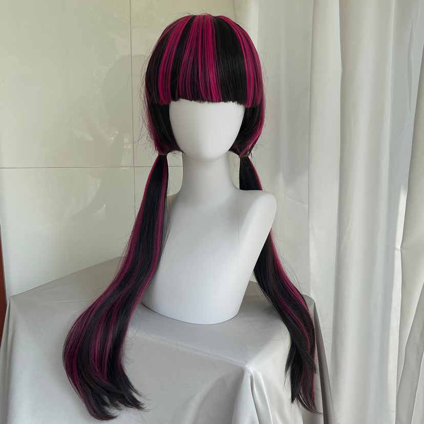 Anime Cosplay Long Black Hair - Parrucca Cosplay Draculaura di Alta Qualità,