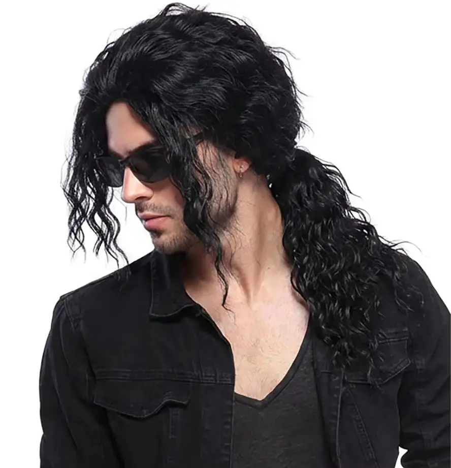 Anime Cosplay Long Black Hair - Parrucca Nera per Cosplay di Michael